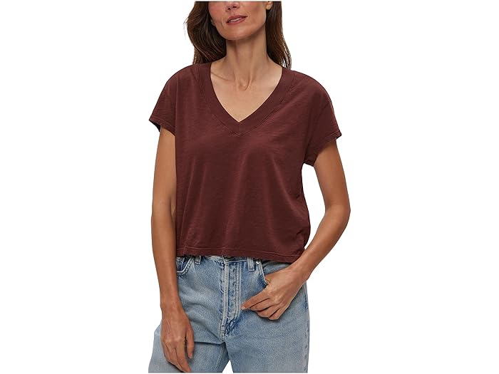(取寄) マイケル スターズ レディース ハーラン クロップド V-ネック ティー Michael Stars women Harlan Cropped V-Neck Tee Espresso