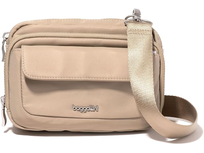 (取寄) バッガリーニ レディース モダン ダブル ジップ クロスボディ Baggallini women Modern Double Zip Crossbody Taupe Twill