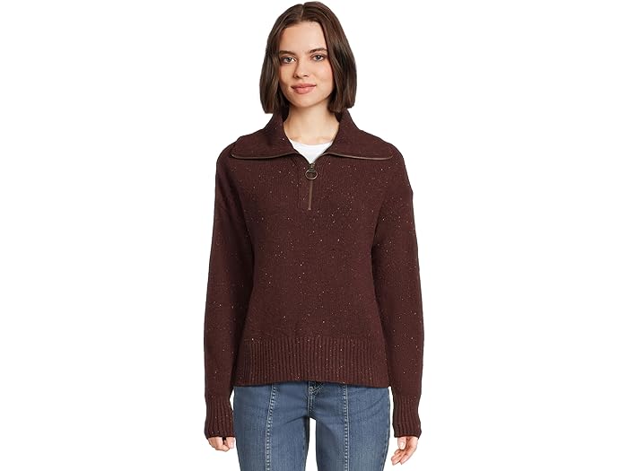 (取寄) バブアー レディース 1/2 ジップ ニット ジャンパー Barbour women Lavensdale 1/2 Zip Knitted Jumper Black Cherry