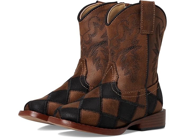 (取寄) ローパー キッズ ボーイズ バード ブロックス (トドラー) Roper Kids boys Bird Blocks (Toddler) Black/Tan Faux Leather Patchwork Vamp