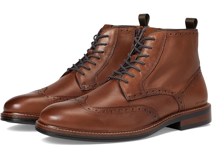(取寄) ジョンストン&マーフィー メンズ ダラム エンボス ウイング ティップ シアリング ブーツ Johnston & Murphy men XC+ Durham Embossed Wing Tip Shearling Boots Cognac Waterproof Full Grain/Shearling