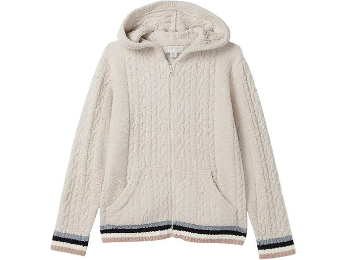 (取寄) ベアフットドリームス キッズ キッズ コージシック スポーティ リブ ケーブル ジップ キッド/ビッグ キッド) Barefoot Dreams Kids kids CozyChic Sporty Rib Cable Zip Hoodie(Little Kid/Big Kid) Stone画像