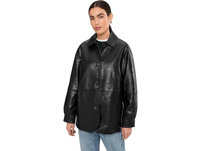 (取寄) リーバイス レディース フォー レザー ブレーザー Levi's women Faux Leather Blazer Black