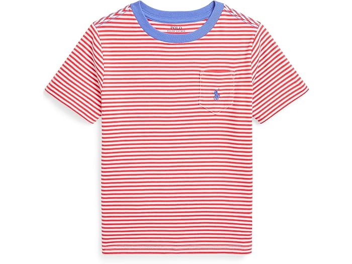 (取寄) ラルフローレン キッズ ボーイズ ストライプド コットン ジャージ ポケット ティー (トドラー/リトル キッド) Polo Ralph Lauren Kids boys Striped Cotton Jersey Pocket Tee (Toddler/Little Kid) Starboard Red/White