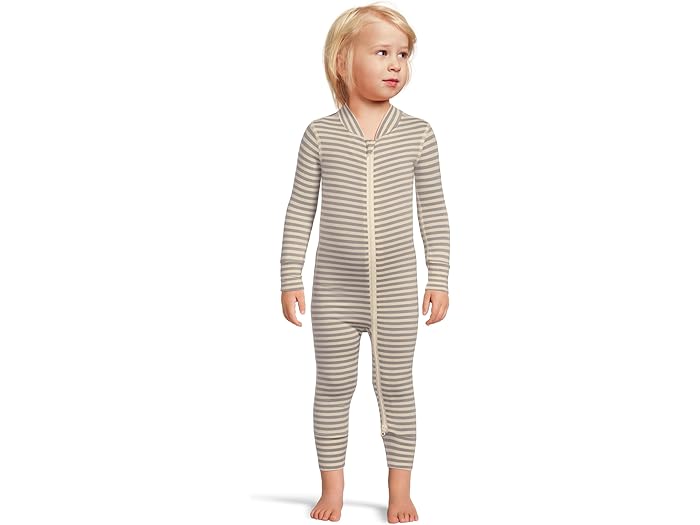 (取寄) キッズ ストライプド 2-ウェイ ジップ スリーパー イン (インファント/トドラー) Hanna Andersson kids Striped 2-Way Zip Sleeper in HannaSoft (Infant/Toddler) Limestone/Ecru