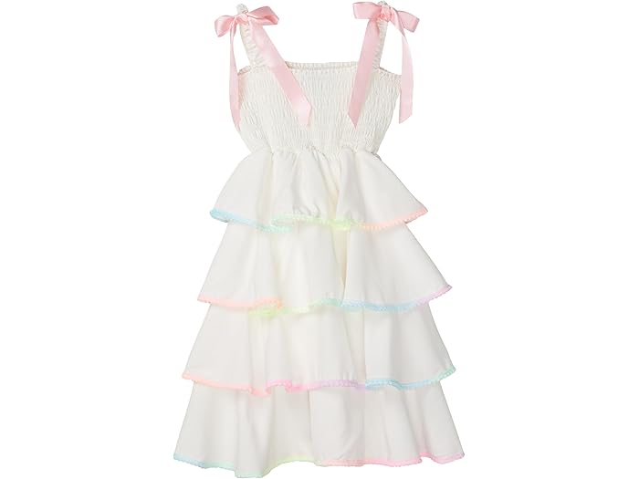 (取寄) ガールズ レインボー ティアード ボウ ドレス (リトル キッド/ビッグ キッド) Lola and The Boys girls Rainbow Tiered Bow Dress (Little Kid/Big Kid) White