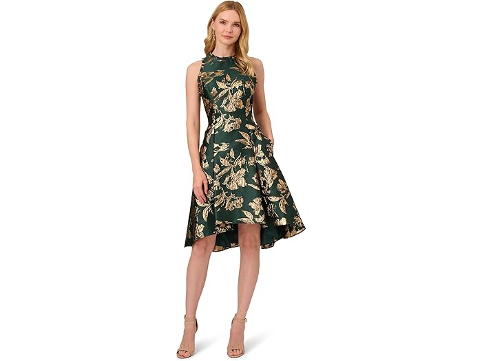 (取寄) アドリアナ パぺル レディース プリンテッド ジャカード ハイロ― ヘム パーティー ドレス Adrianna Papell women Printed Jacquard High-Low Hem Party Dress Hunter 57,250円