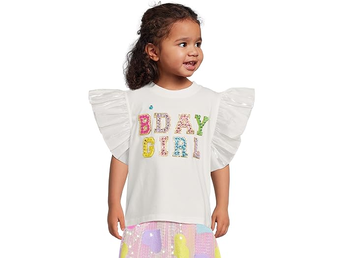 (取寄) ガールズ バースデイ ガール ジェム ラッフル シャツ (トドラー/リトル キッド/ビッグ キッド) Lola and The Boys girls Birthday Girl Gem Ruffle Shirt (Toddler/Little Kid/Big Kid) White