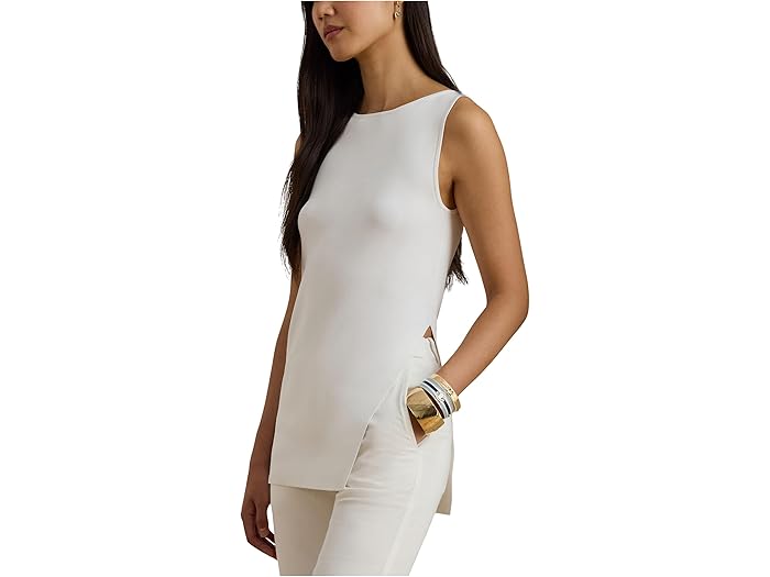 (取寄) ローレン ラルフローレン レディース リブ-ニット スリーブレス セーター Lauren Ralph Lauren women Rib-Knit Sleeveless Sweater White