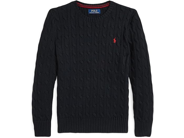 (取寄) ラルフローレン キッズ ボーイズ ケーブルニット コットン セーター (ビッグ キッズ) Polo Ralph Lauren Kids boys Cable-Knit Cotton Sweater (Big Kids) Polo Black/C3807