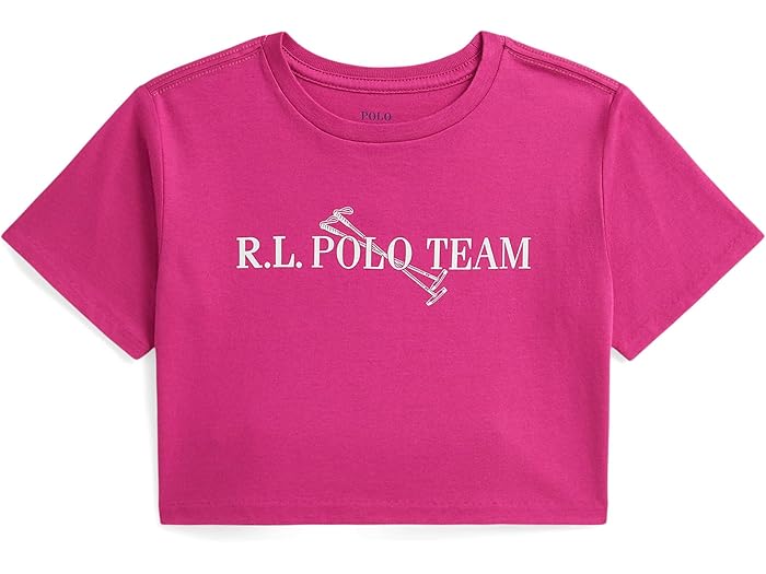 (取寄) ラルフローレン キッズ ガールズ ポロ チーム コットン ジャージ ボクシー ティー (トドラー/リトル キッド) Polo Ralph Lauren Kids girls Polo Team Cotton Jersey Boxy Tee (toddler/Little Kid) College Pink
