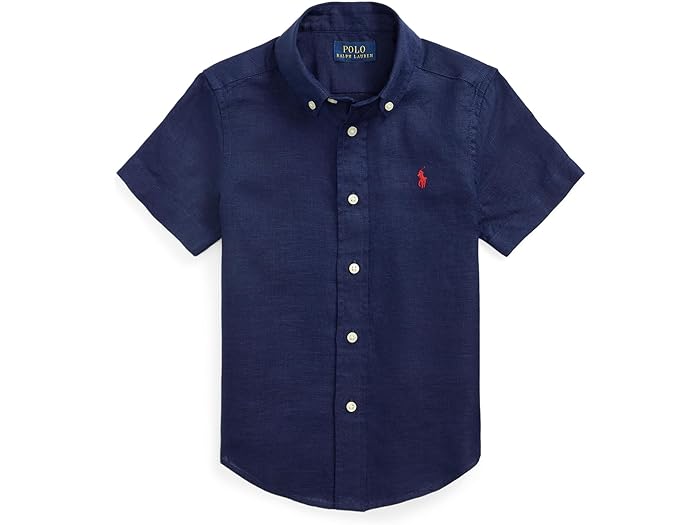 (取寄) ラルフローレン キッズ ボーイズ リネン ショート スリーブ シャツ (トドラー/リトル キッド) Polo Ralph Lauren Kids boys Linen Short Sleeve Shirt (Toddler/Little Kid) Newport Navy 10,322円
