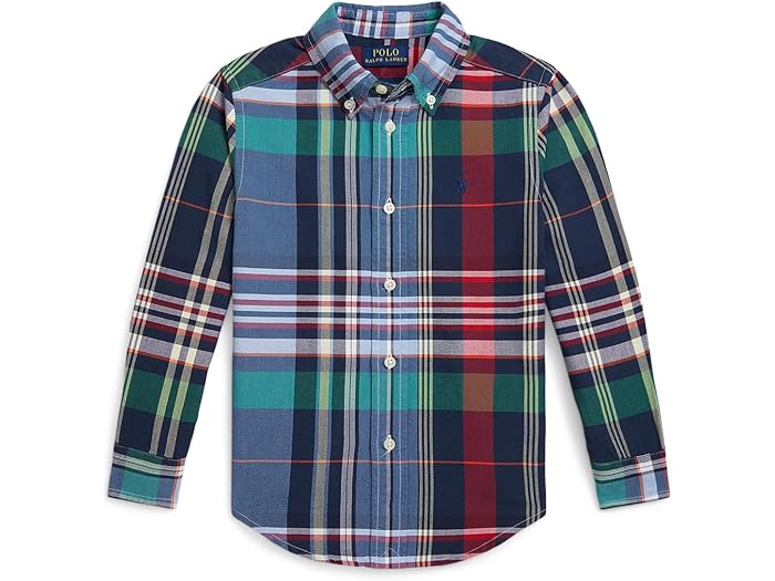 (取寄) ラルフローレン キッズ ボーイズ プレイド コットン オックスフォード シャツ (トドラー/リトル キッド) Polo Ralph Lauren Kids boys Plaid Cotton Oxford Shirt (Toddler/Little Kid) Blue/Red/Multi