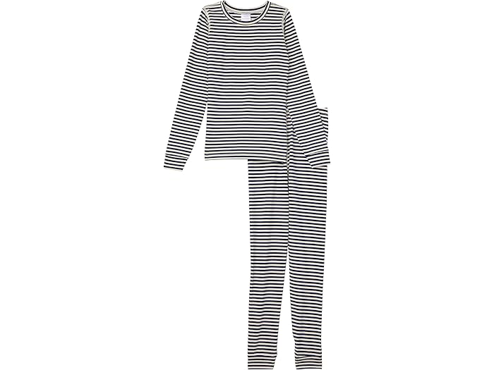 (取寄) ボーイズ ストライプド ロング ジョン パジャマ セット イン (インファント/トドラー/リトル キッド/ビッグ キッド) Hanna Andersson boys Striped Long John Pajama Set in HannaSoft (Infant/Toddler/Little Kid/Big Kid) Navy/Ecru