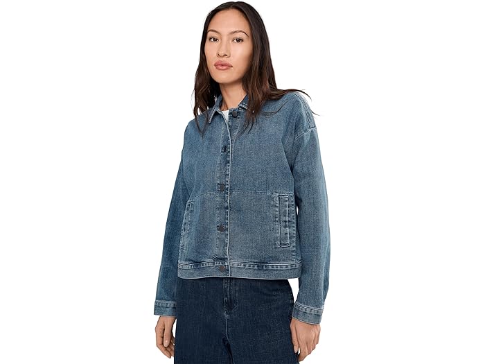 (取寄) アイリーン フィッシャー レディース ピティート コットン ストレッチ デニム クラシック カラー ジャケット Eileen Fisher women Petite Cotton Stretch Denim Classic Collar Jacket Classic Indigo