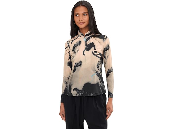 (取寄) ジェイミー サドック レディース スピリット プリント ロング スリーブ サンセンス 1/4 ジップ トップ Jamie Sadock women Spirit Print Long Sleeve Sunsense 1/4 Zip Top Crme Brulee