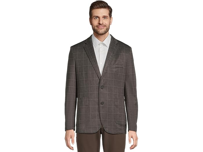 (取寄) ジョンストン&マーフィー メンズ XC フレックス アンライン プレイド ニット ブレーザー Johnston & Murphy men Xc Flex Unlined Plaid Knit Blazer Brown