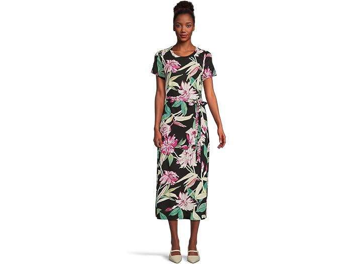 (取寄) トミーバハマ レディース トワイライト ブルーム ショート スリーブ ミディ ドレス Tommy Bahama women Twilight Bloom Short Sleeve Midi Dress Black