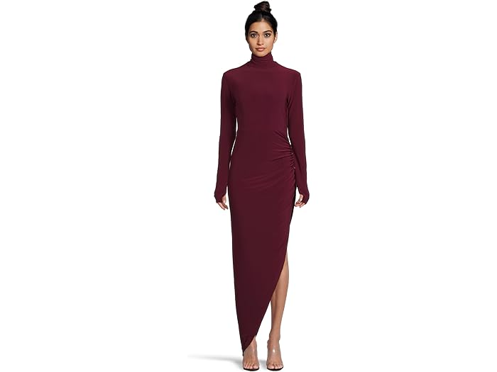 (取寄) ノーマ カマリ レディース ロング スリーブ タートル ネック サイド ドレープ ガウン Norma Kamali women Long Sleeve Turtle Neck Side Drape Gown (25) Plum