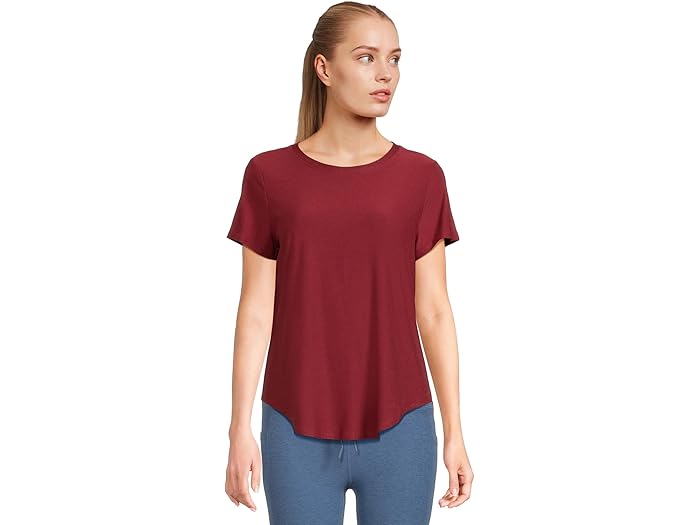 (取寄) ビヨンドヨガ レディース フェザーウェイト オン ザ ダウン ロウ ティー Beyond Yoga women Featherweight On The Down Low Tee Ruby Rush Heather