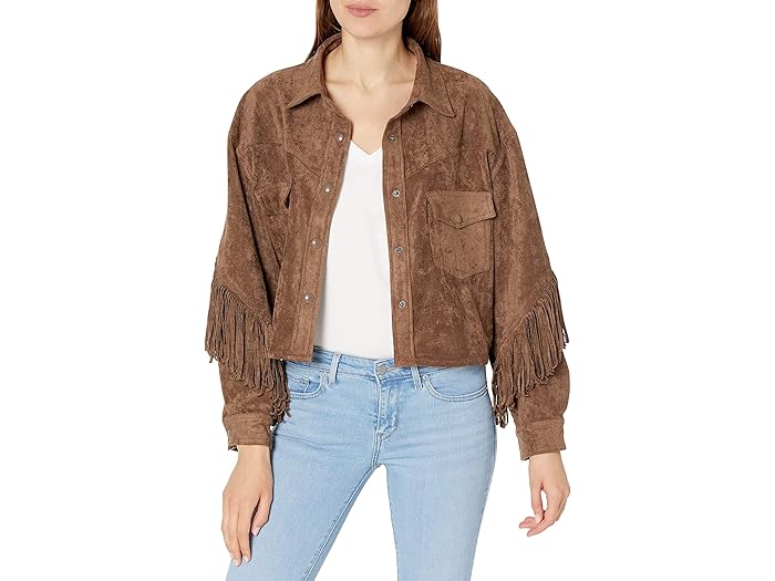 (取寄) ブランクニューヨーク レディース フォー スエード フリンジ シャツ ジャケット イン ホット ココア Blank NYC women Faux Suede Fringe Shirt Jacket in Hot Cocoa Hot Cocoa
