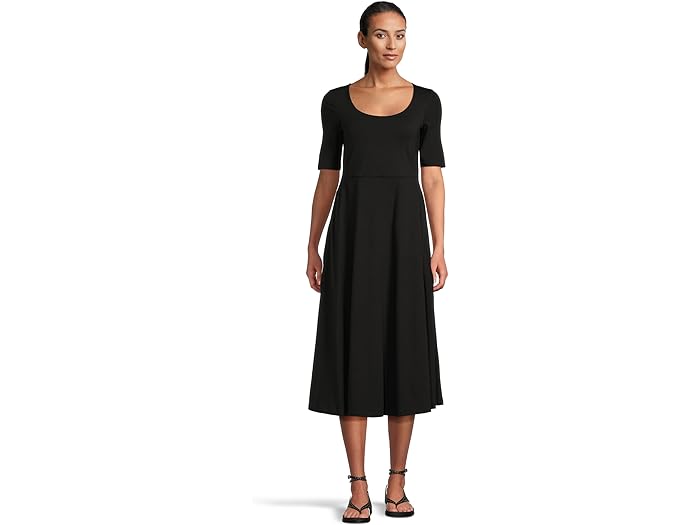 (取寄) パクト レディース フィット アンド フレア スクープ ミディ ドレス PACT women Fit & Flare Scoop Midi Dress Black