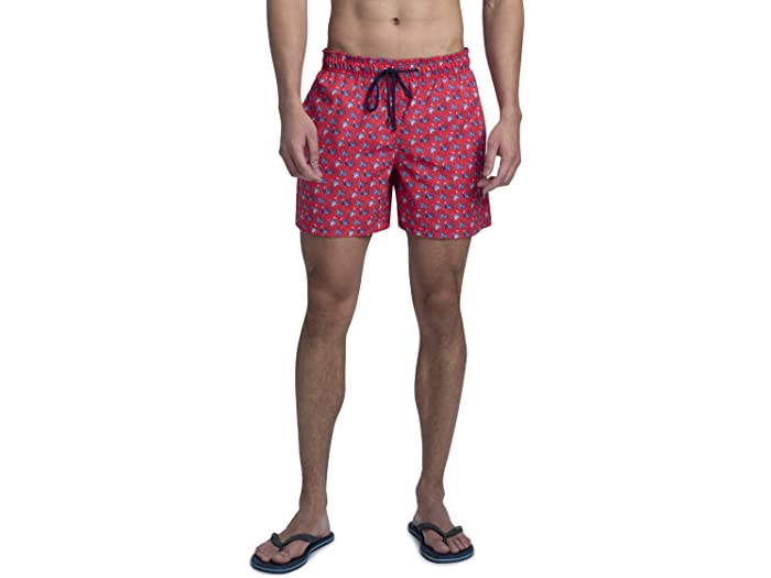 (取寄) ブガッチ メンズ レノックス クラブ プリント スイム トランクス ウィズ ドローストリング BUGATCHI men Lenox Crab Print Swim Trunks with Drawstring Ruby