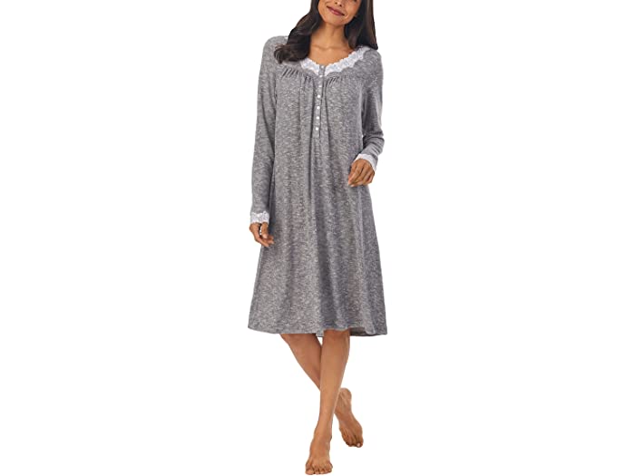 (取寄) アイリーン ウエスト 36 セーター ニット ショート ロング スリーブ ナイトガウン Eileen West 36 Sweater Knit Short Long Sleeve Nightgown Charcoal Heather