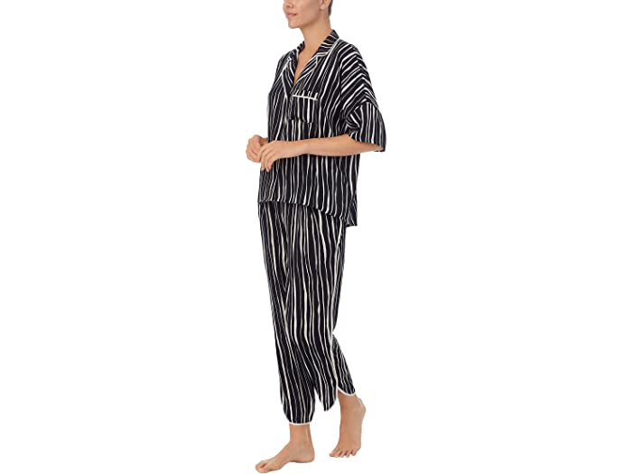 (取寄)ダナキャラン3/4スリーブパジャマセットDonnaKaran3/4SleevePajamaSetBlackStripe