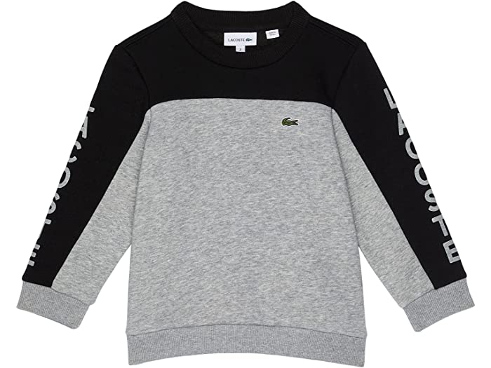 (取寄) ラコステ キッズ ボーイズ クラシック グラフィック カラーブロック サイド パネル クルー ネック (リトル キッズ ビッグ キッズ) Lacoste Kids boys Classic Graphic Color-Block Side Panel Crew Neck (Little Kids Big Kids) Heather Wall Chine Black