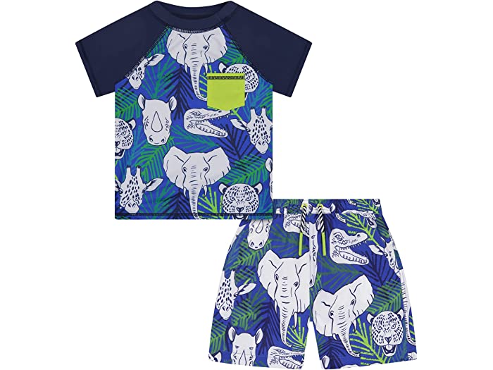 (取寄) ボーイズ ツーピース ラッシュガード スイム セット (トドラー リトル キッズ) ANDY EVAN KIDS boys Two-Piece Rashguard Swim Set (Toddler Little Kids) Green Animals