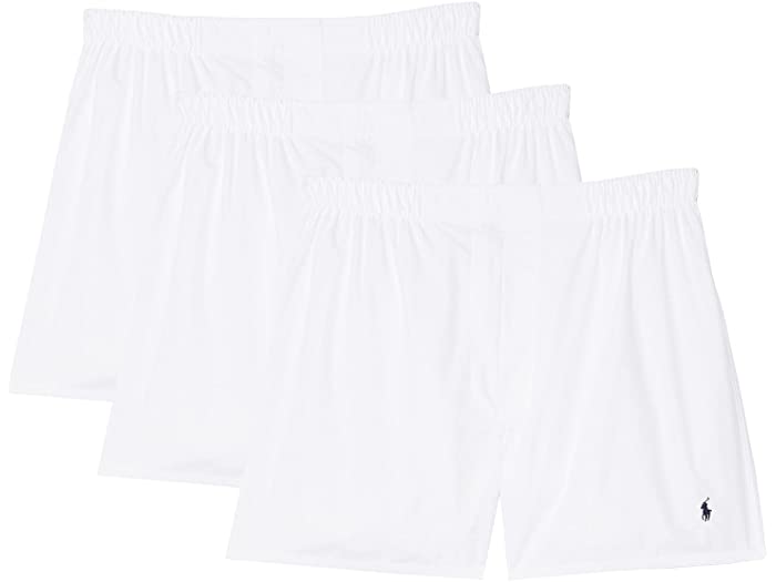 (取寄) ラルフローレン メンズ クラシック フィット 3 パッケージド ウーブン ボクサー Polo Ralph Lauren men Classic Fit 3 Packaged Woven Boxers White