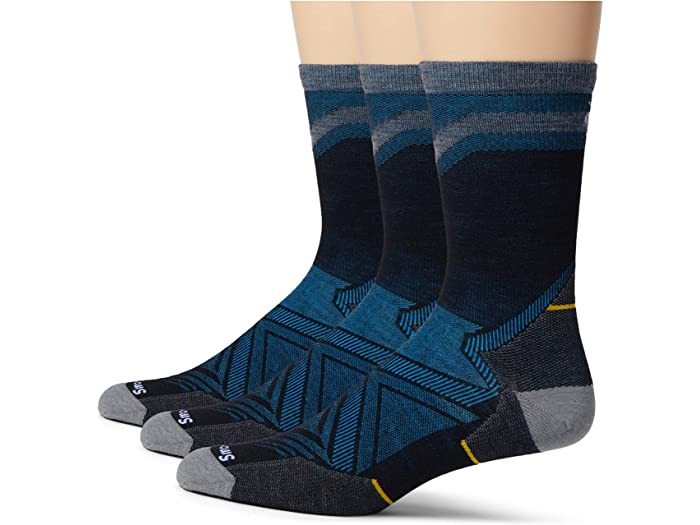 取寄 スマートウール メンズ Smartwool men Run Zero Cushion Mid Crew Pattern Socks 3-Pack  Black 無料配達