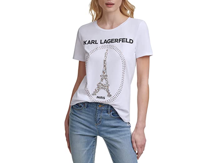 信頼】 取寄 カール ラガーフェルド パリ レディース Karl Lagerfeld Paris women Bead Eiffel w Circle  White