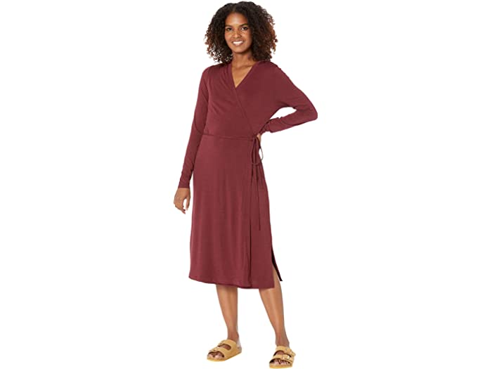 (取寄) プラナ レディース Prana women Foundation Long Sleeve Wrap Dress Maroon Heather