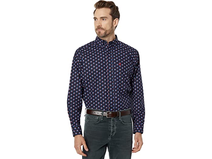 (取寄) アリアット メンズ Ariat men Nosson Classic Fit Shirt Maritime Blue 1
