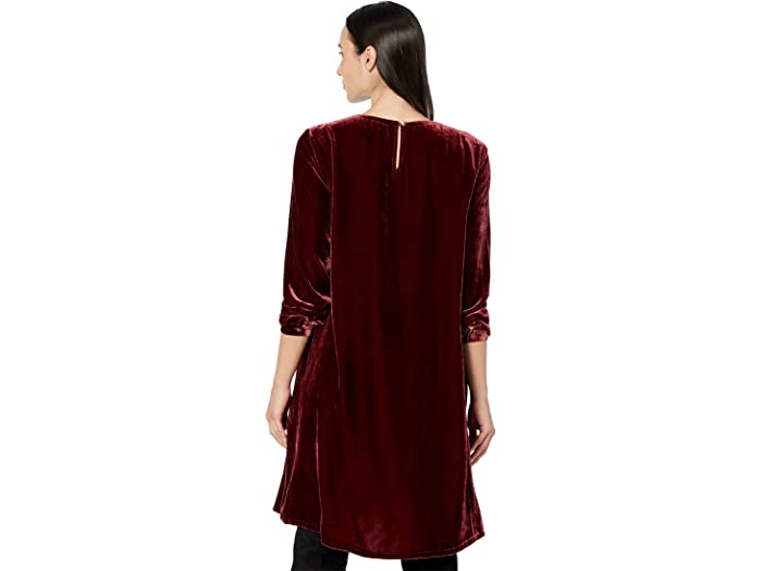 取寄) アイリーン フィッシャー Neck レングス Deep レディース Dress Fisher Eileen Length ニー Knee  Crew Claret ドレス ネック クルー women ワンピース