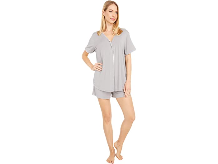 (取寄) ベアフットドリームス ラグゼ ミルク ジャージ Pj トップ アンド ボクサー セット Barefoot Dreams Luxe Milk Jersey PJ Top and Boxer Set Pewter