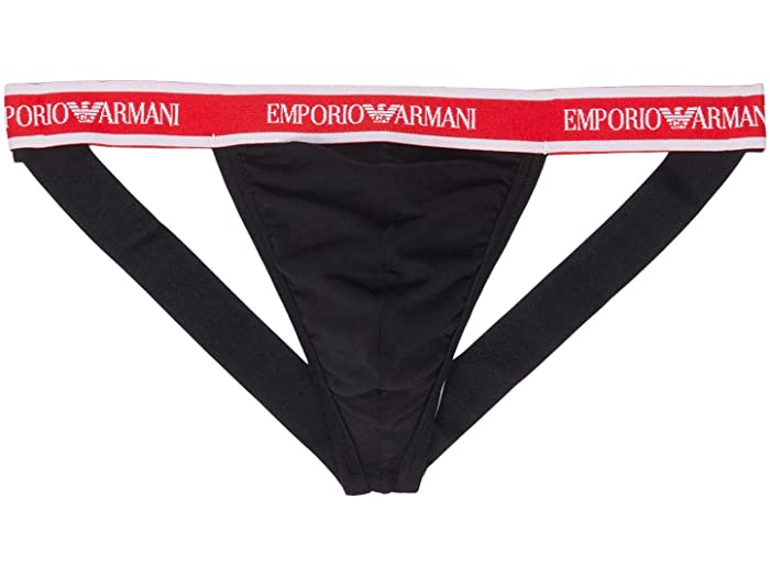 (取寄) エンポリオ アルマーニ ロゴバンド 2パック ジョックストラップ Emporio Armani Logoband 2-Pack Jockstrap Black Black