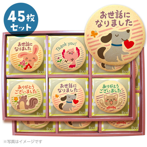 楽天市場 転勤 退職 お礼 お菓子 メッセージクッキー45枚セット 箱入り ご挨拶 ギフト 送料無料 お世話になりました 低糖質 スイーツ工房フォチェッタ