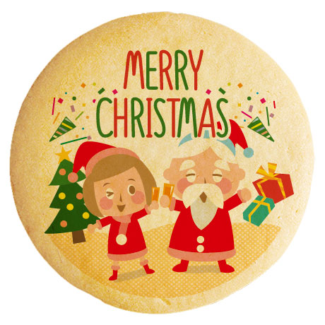 クリスマス スイーツ お菓子 メッセージクッキー MERRY CHRICTMAS にっこりサンタと子供 個包装 ギフト プレゼント