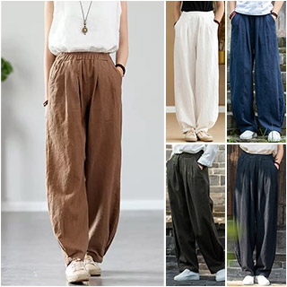 リネン80% コットンリネン バルーンパンツ サルエルパンツ 綿麻 黒 白 茶色 紺色 ワイドパンツ リネン レディース メンズ ズボン 総ゴム ポケット 体型カバー 綿麻キャンバス パンツコーデ きれいめ 春 高校生 大学生 キャンバス リラックス ナチュラル 軽い 上品