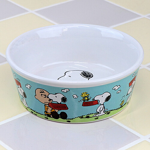 楽天市場 Peanuts 5inch ラウンド ペット ボウル Snoopy Blue Sky With Charlie Brown Sn Li Pb b Sweetwater American Mart