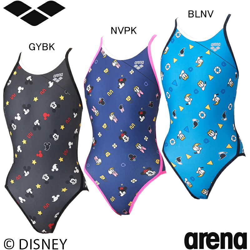 【4/17(金)09:59まで店内全品ポイント2倍！最大28倍！】【15%OFF】アリーナ(ARENA) 女性用 練習用水着 ディズニー(ミッキー・ドナルド・ミニー・デイジー) タフスーツ ウイメンズトレーニングワンピース(オープンバック) AS6SWM51L