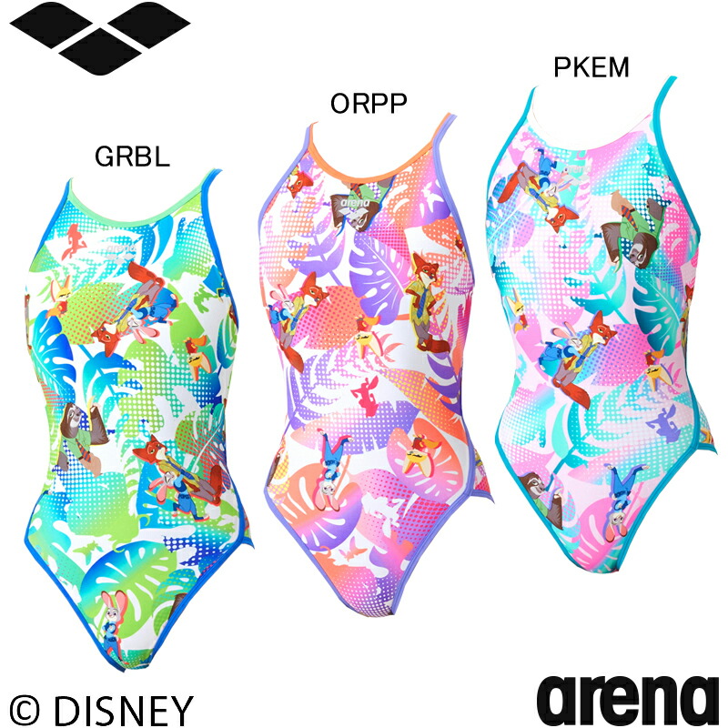 【2/26(木)店内全品ポイント3倍！最大22倍！】【10%OFF】アリーナ(ARENA) 女性用 練習用水着 ディズニー(ズートピア) タフスーツ ウイメンズトレーニングワンピース(オープンバック) AS6SWM56L画像