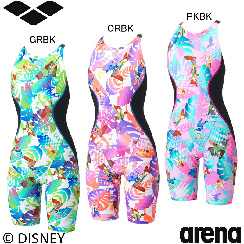 【2/26(木)店内全品ポイント3倍！最大22倍！】【15%OFF】アリーナ(ARENA) 女性用 練習用水着 ディズニー(ズートピア) タフスーツ ウイメンズトレーニングワンピーススパッツ(オープンバック・ハーフレッグ) AS6SWM57L画像