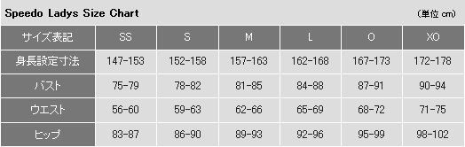 speedo suit size chart