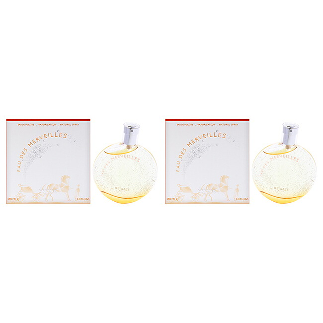 【正規品】【送料無料】Eau Des Merveilles by Hermes for Women - 3.3 oz EDT Spray - Pack of 2