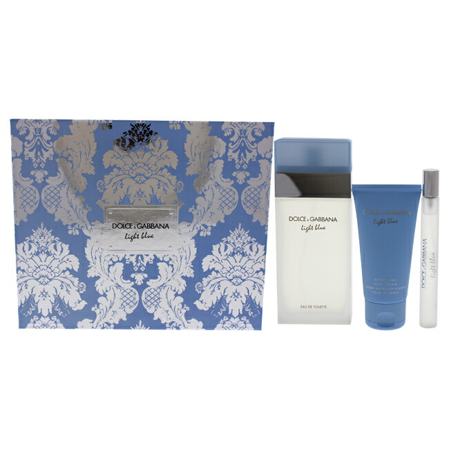 【置き目品】【貨物輸送無料】エントリーで尖んがり5倍 Light Blue by Dolce and Gabbana for Women - 3 Pc Gift Set 3.3薬局衡オンス EDT Spray, 10ml EDT Spray, 1.6薬局衡オンス Body Cream