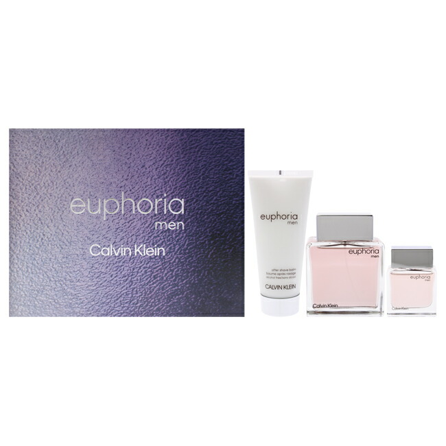 【置き目品】【貨物輸送無料】エントリーで尖んがり5倍 Euphoria by Calvin Klein for Men - 3 Pc Gift Set 3.3薬局衡オンス EDT Spray, 0.5薬局衡オンス EDT Splash, 3.3薬局衡オンス After Shave Balm
